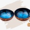 Kokosnuss Schale OCEAN im 2er Set Splash blau inkl. 2 Untersetzer aus Kokosfasern - Base Set
