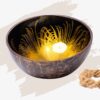 Kokosnuss Schale AMBER Splash gold inkl. Untersetzer aus Kokosfasern
