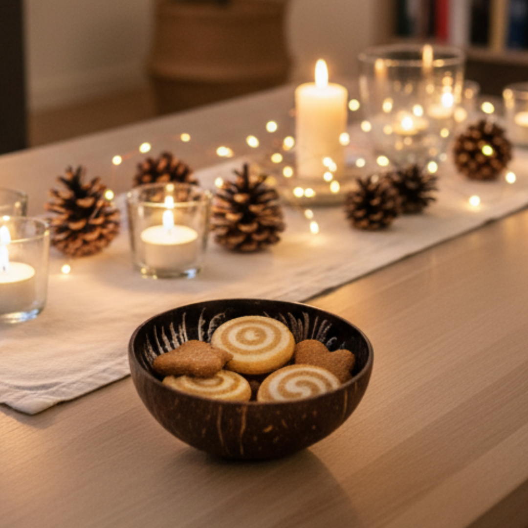 Kokosnuss Schale AMBER Splash gold inkl. Untersetzer aus Kokosfasern – Bild 7