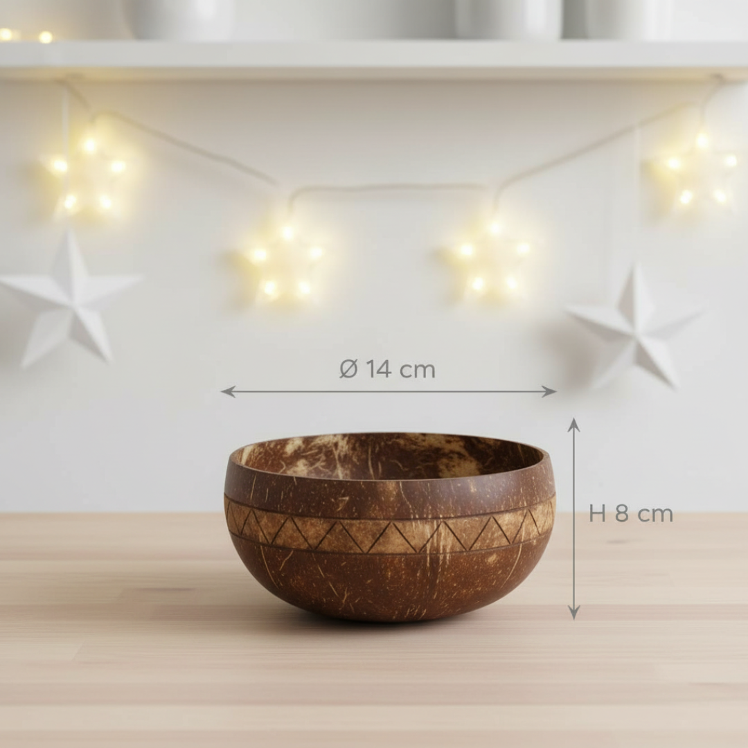 Jumbo Kokosnuss Schale ARUBA inkl. Kokosholzlöffel und Untersetzer aus Kokosfasern – Bild 2