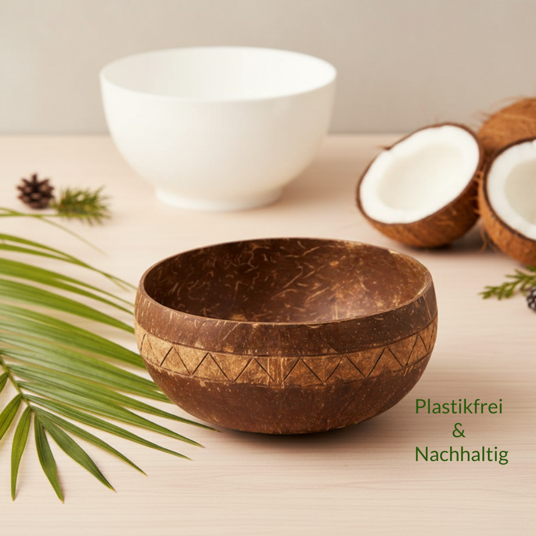 Jumbo Kokosnuss Schale ARUBA inkl. Kokosholzlöffel und Untersetzer aus Kokosfasern – Bild 7