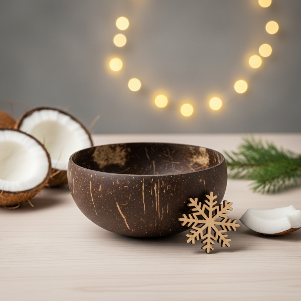 Kokosnuss Schale CLASSIC inkl. Kokosholzlöffel und Untersetzer aus Kokosfasern – Bild 8