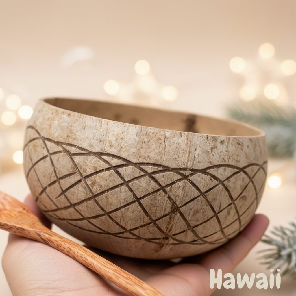 Jumbo Kokosnuss Schale HAWAII inkl. Kokosholzlöffel und Untersetzer aus Kokosfasern – Bild 9