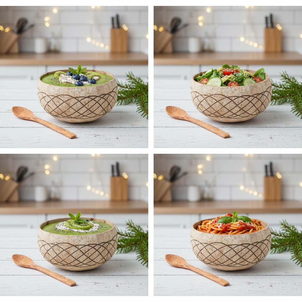 Jumbo Kokosnuss Schale HAWAII inkl. Kokosholzlöffel und Untersetzer aus Kokosfasern – Bild 6