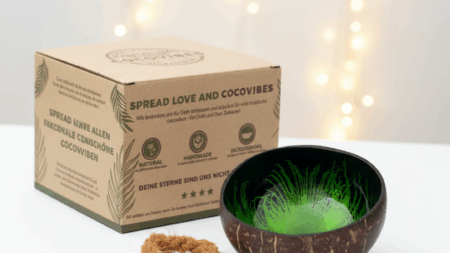 Kokosnuss Schale JADE Splash grün inkl. Untersetzer aus Kokosfasern