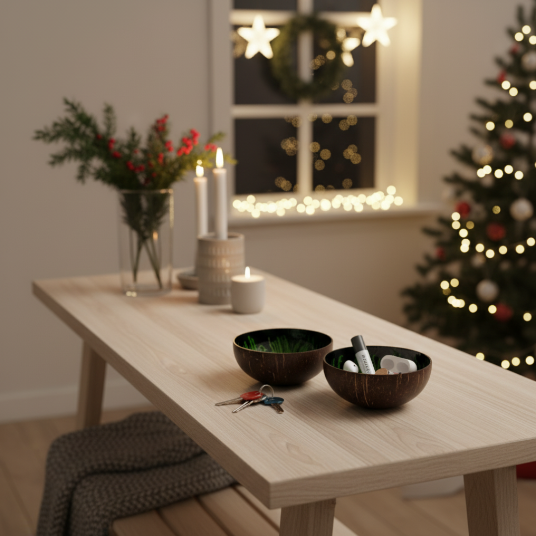 Kokosnuss Schale JADE im 2er-Set Splash grün inkl. 2 Untersetzer aus Kokosfasern – Bild 5