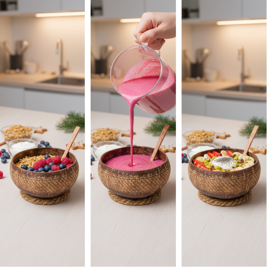 Jumbo Kokosnuss Schale SAMOA inkl. Kokosholzlöffel und Untersetzer aus Kokosfasern – Bild 4