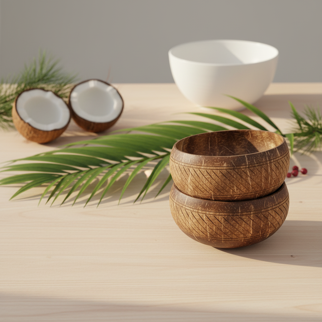 Jumbo Kokosnuss Schale SAMOA im 2er Set inkl. 2 Kokosholzlöffel und 2 Untersetzer – Bild 7