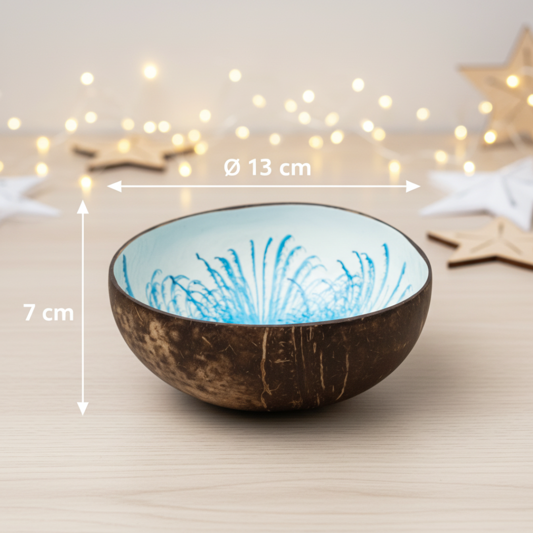 Kokosnuss Schale SAPPHIRE Splash blau inkl. Untersetzer aus Kokosfasern – Bild 2