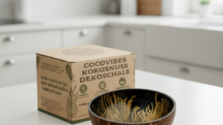 Kokosnuss Schale AMBER Splash gold inkl. Untersetzer aus Kokosfasern