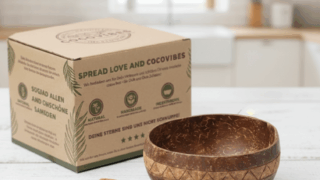 Jumbo Kokosnuss Schale ARUBA inkl. Kokosholzlöffel und Untersetzer aus Kokosfasern