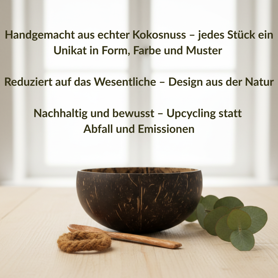 Kokosnuss Schale CLASSIC inkl. Kokosholzlöffel und Untersetzer aus Kokosfasern – Bild 7