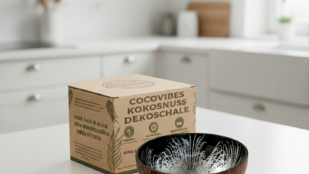 Kokosnuss Schale DIAMOND Splash silber inkl. Untersetzer aus Kokosfasern