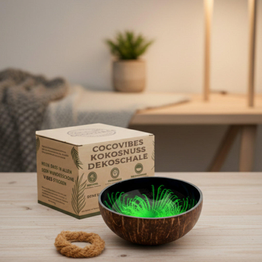 Kokosnuss Schale JADE Splash grün inkl. Untersetzer aus Kokosfasern – Bild 12