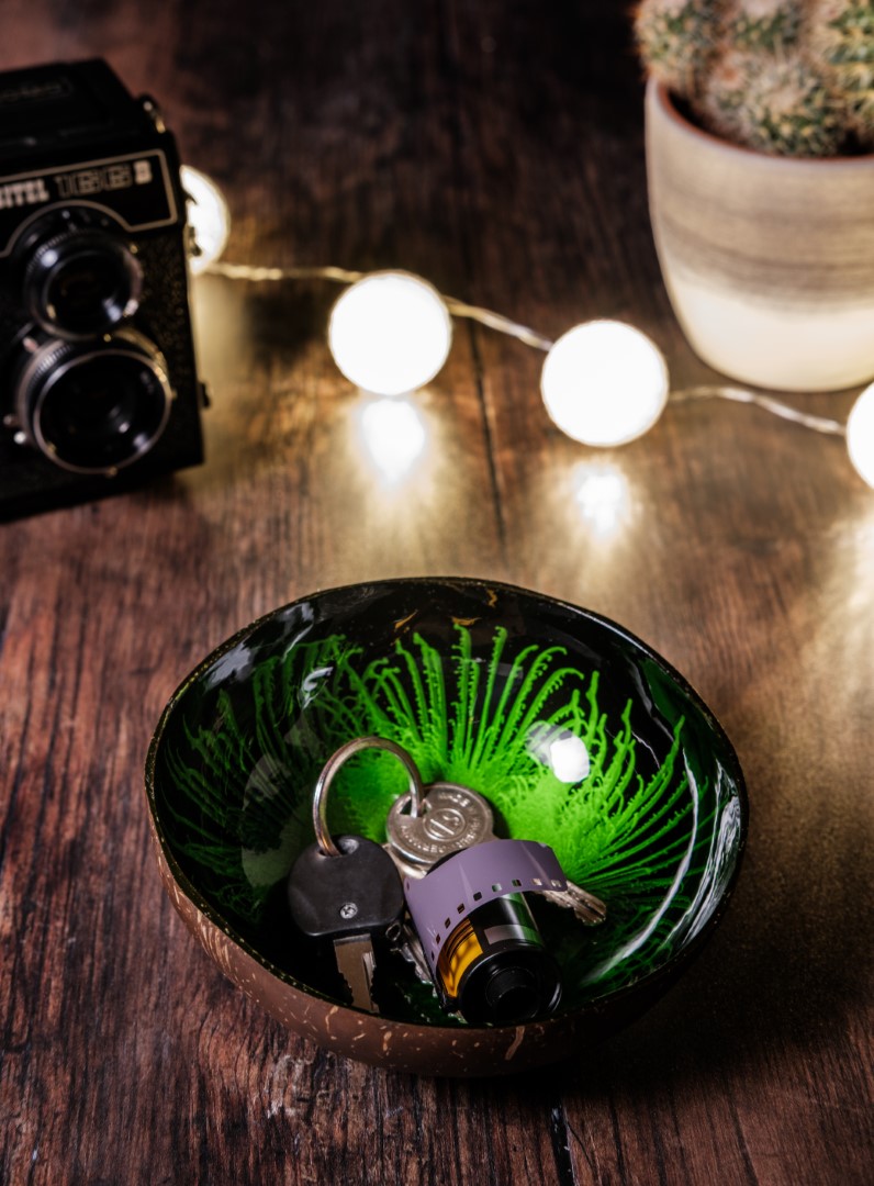 Kokosnuss Schale JADE Splash grün inkl. Untersetzer aus Kokosfasern – Bild 11