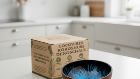 Kokosnuss Schale OCEAN Splash blau inkl. Untersetzer aus Kokosfasern