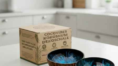 Kokosnuss Schale OCEAN im 2er-Set Splash blau inkl. 2 Untersetzer aus Kokosfasern