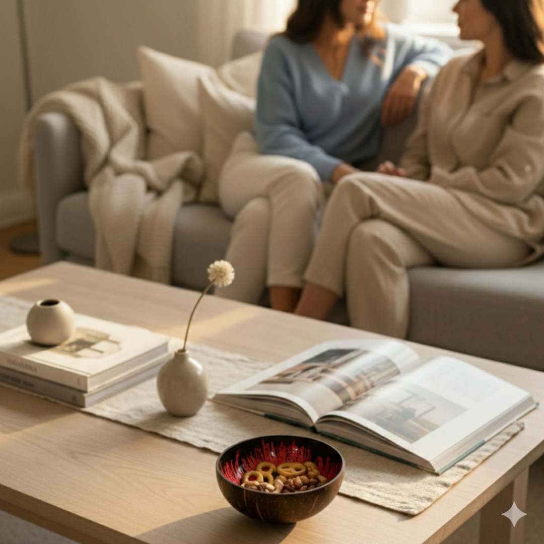 Kokosnuss Schale RUBY Splash rot inkl. Untersetzer aus Kokosfasern – Bild 3