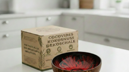 Kokosnuss Schale RUBY Splash rot inkl. Untersetzer aus Kokosfasern