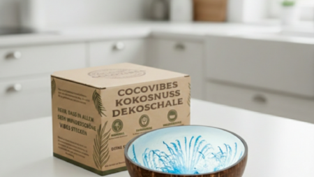 Kokosnuss Schale SAPPHIRE Splash blau inkl. Untersetzer aus Kokosfasern