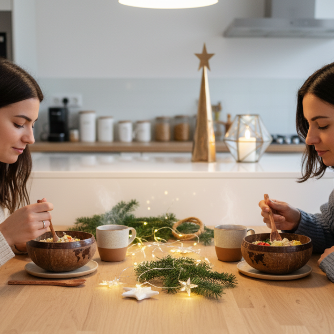 Jumbo Kokosnuss Schale ONE WORLD im 2er Set inkl. 2 Kokosholzlöffel und 2 Untersetzer – Bild 5