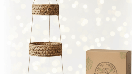 Hängekorb RONDA mit 3 Körben aus Wasserhyazinthe / Obstkorb / Hänge-Etagere rund 30+25+20 cm