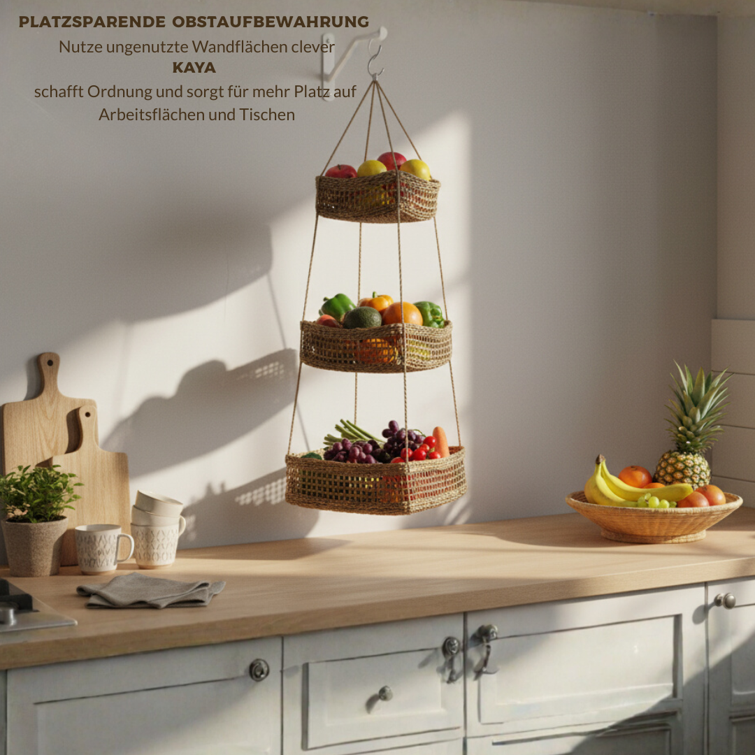 Hängekorb KAYA mit 3 Körben aus Seegras / Obstkorb / Hänge-Etagere quadratisch 32+28+22 cm – Bild 6