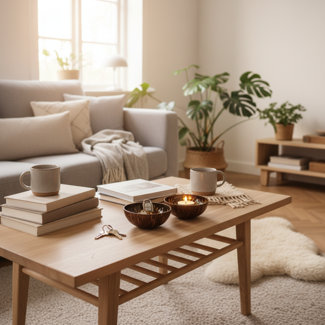 Kokosnuss Schale AMBER im 2er-Set Splash gold inkl. 2 Untersetzer aus Kokosfasern – Bild 3