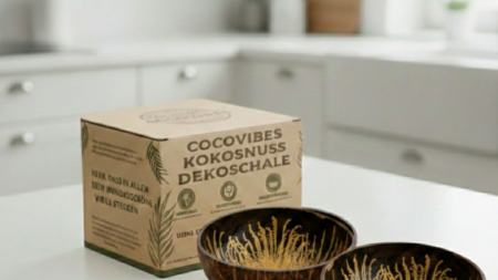 Kokosnuss Schale AMBER im 2er-Set Splash gold inkl. 2 Untersetzer aus Kokosfasern