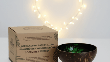 Kokosnuss Schale JADE Splash grün inkl. Untersetzer aus Kokosfasern